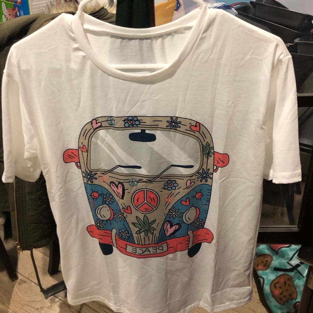 Peace bus short sleeve tee shirts sz L
